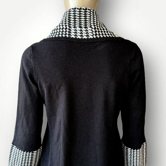 Jessica Howard Cowl Neck 3/4 Sleeves Knit Sweater Dress Size M Black Houndstooth - Picture 9 of 14